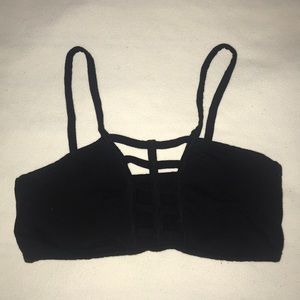 Black t-shirt bralette w cutout along front